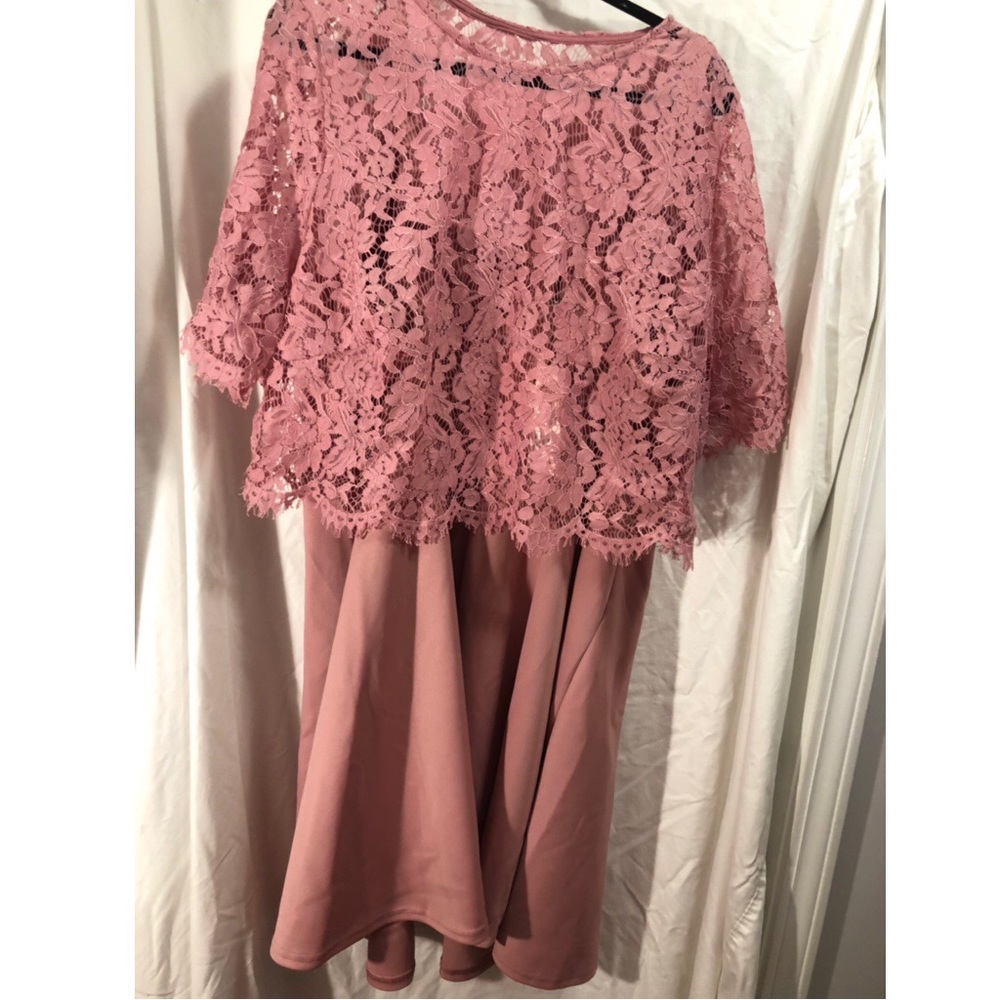 Blush pink dress with optional lace overlay